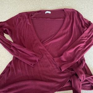Maroon wrap long sleeve top